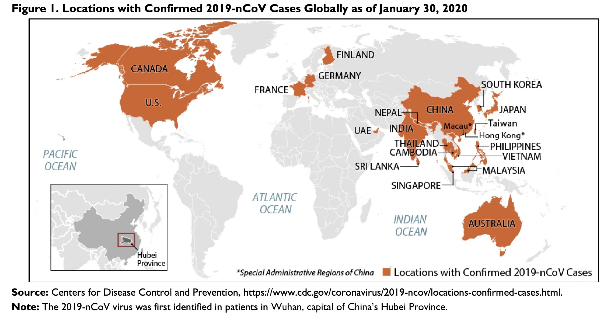 Locations with Confirmed 2019-nCoV Cases Globally