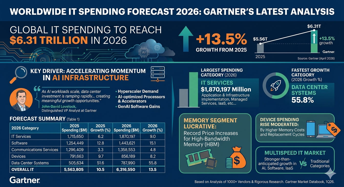 Gartner: Global IT Spending to Hit $6.31 Trillion in 2026, Driven by AI Infrastructure